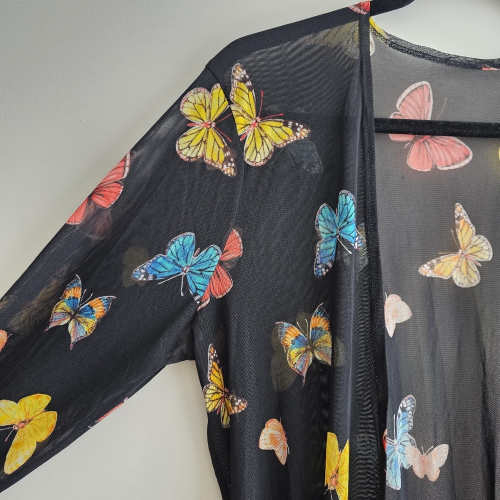 Fashion‎ Nova Sheer Butterfly Black Duster Mesh Fairy Whimsigoth Whimsy Layer 1X